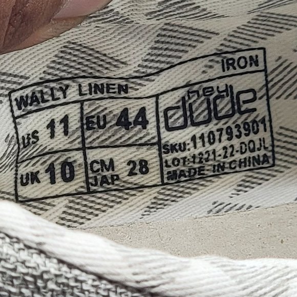 Hey Dude Mens 11 Wally Linen Iron Loafer Slip On Shoes Lightweight Casual Walk main image 4